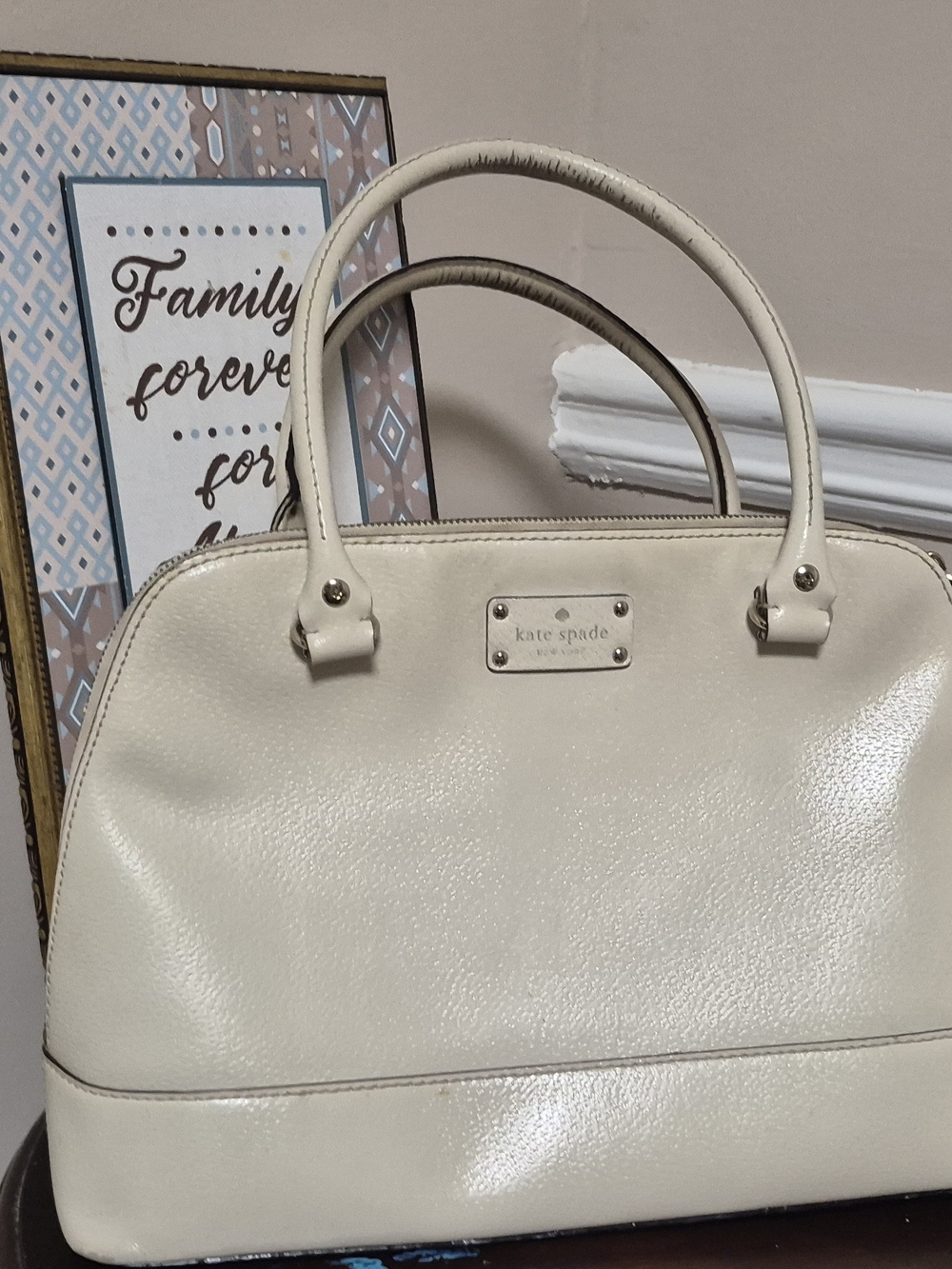 kate spade Cream Patent Leather Dome Satchel